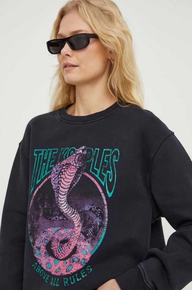 Бавовняна кофта The Kooples жіноча колір чорний з принтом (3689295) фото 4