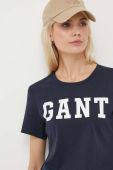 Бавовняна футболка Gant жіночий колір синій