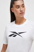 Бавовняна футболка Reebok жіночий колір білий