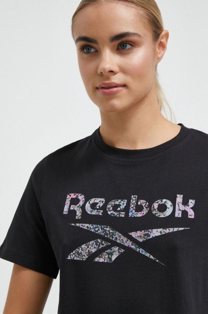 Бавовняна футболка Reebok колір чорний (3586459) фото 4