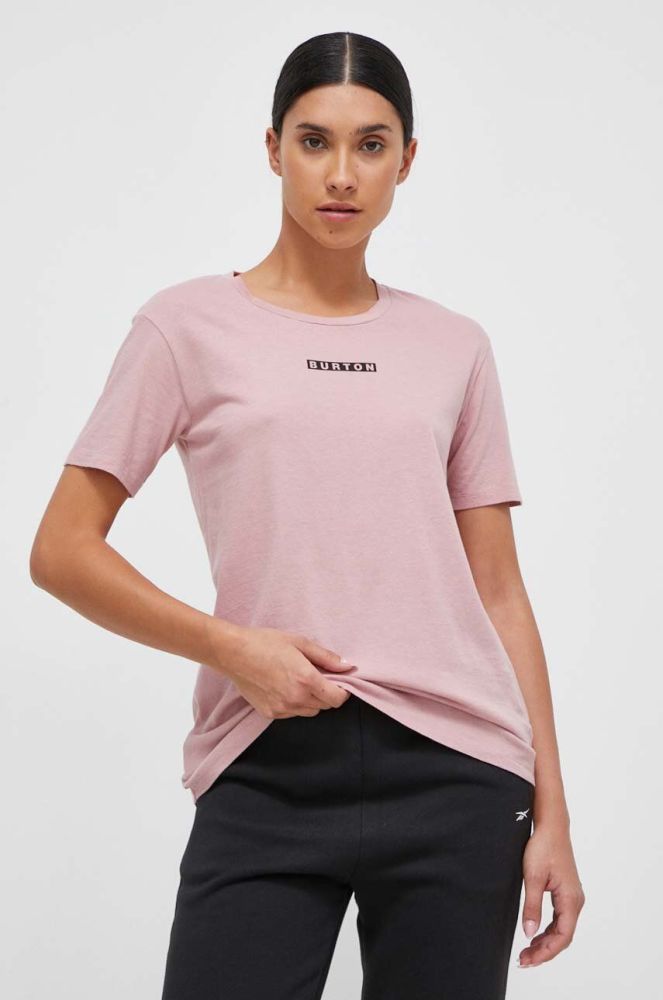 Бавовняна футболка Burton жіночий колір рожевий