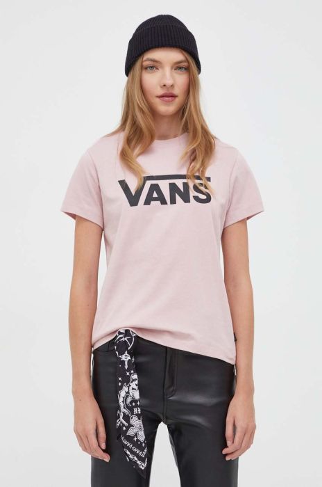 Бавовняна футболка Vans жіночий колір рожевий