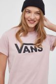 Бавовняна футболка Vans жіночий колір рожевий