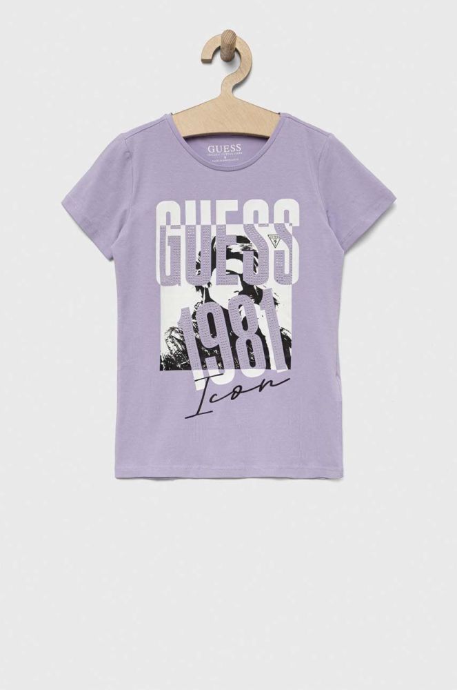 Дитяча футболка Guess колір фіолетовий (3294415)