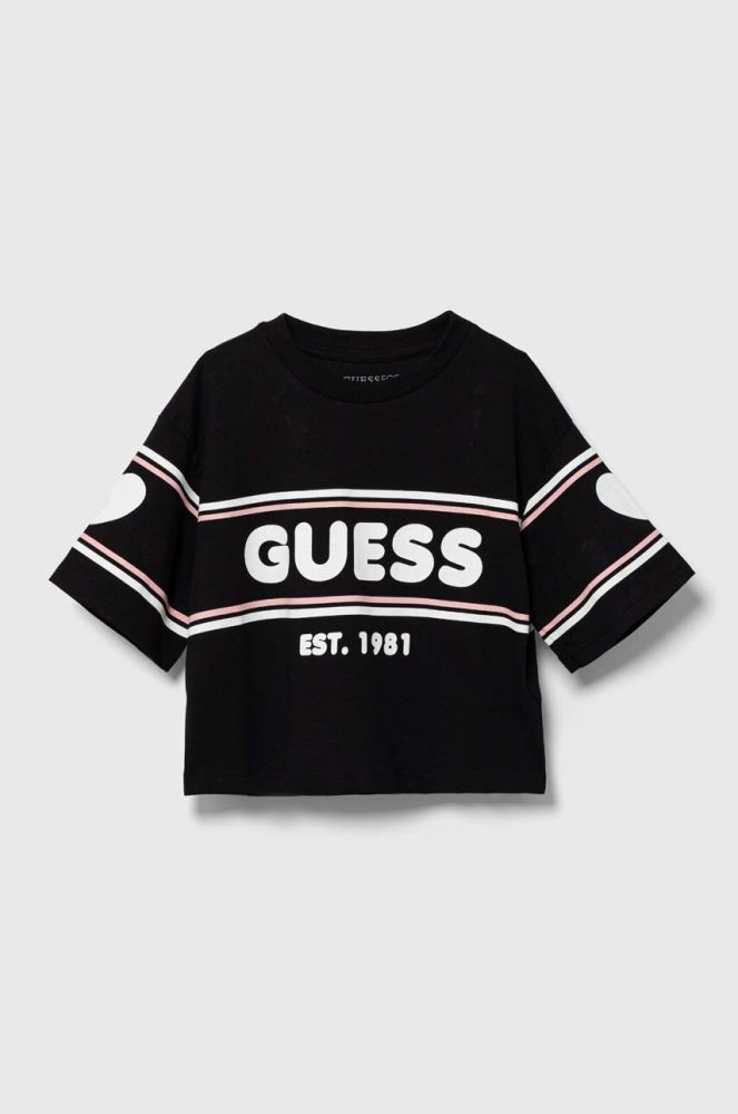 Дитяча бавовняна футболка Guess колір чорний (3363554)