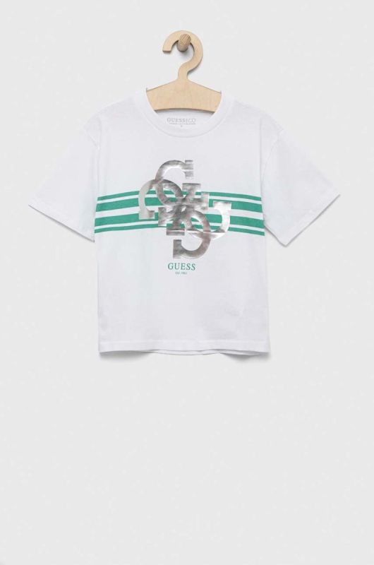 Дитяча бавовняна футболка Guess колір білий (3299645)