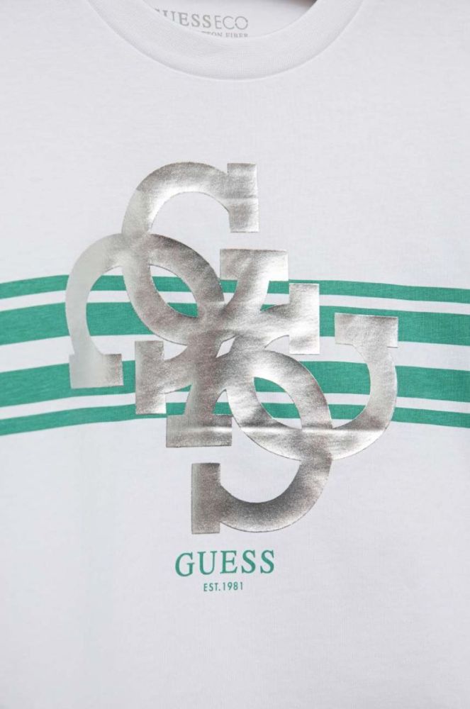 Дитяча бавовняна футболка Guess колір білий (3299645) фото 3