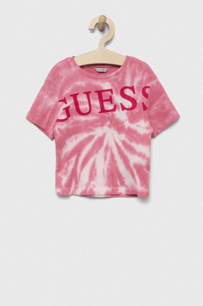 Дитяча бавовняна футболка Guess колір рожевий (3294445)