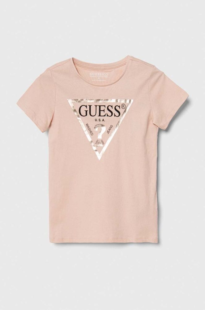 Дитяча бавовняна футболка Guess колір рожевий (3363561)