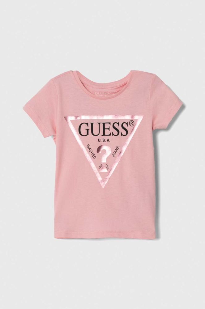 Дитяча бавовняна футболка Guess колір рожевий (3439646)