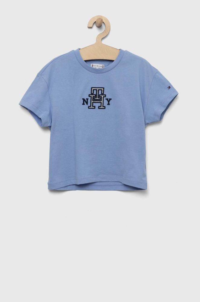 Дитяча бавовняна футболка Tommy Hilfiger колір блакитний (3330797)