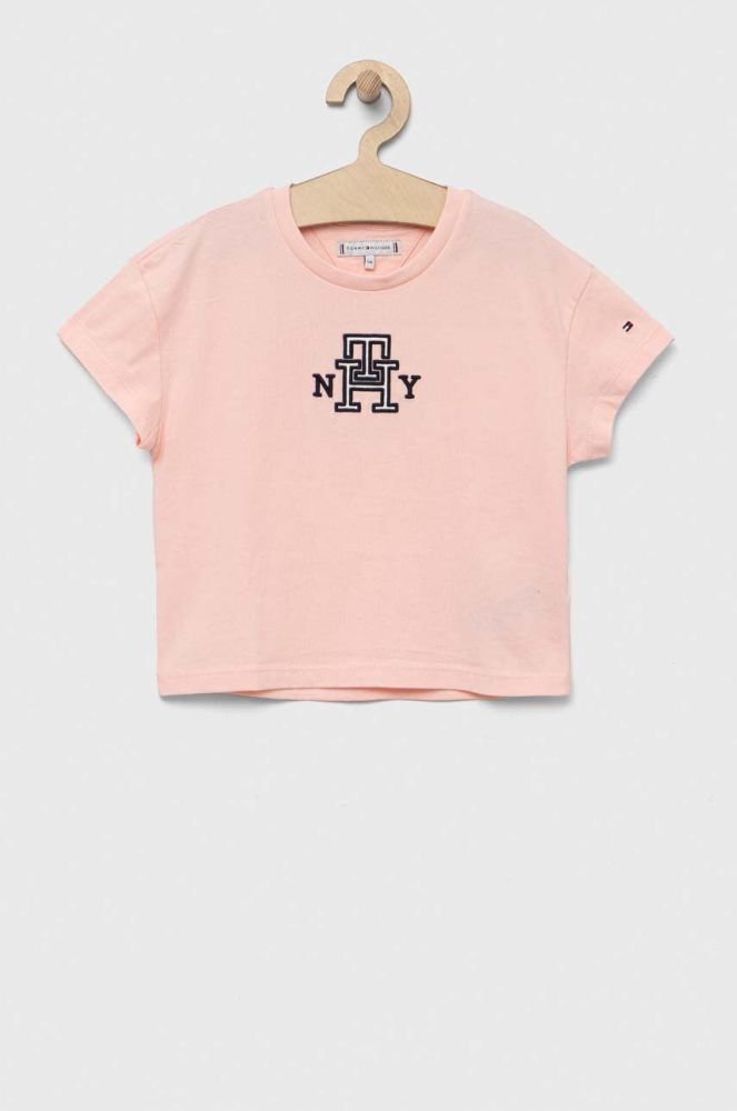 Дитяча бавовняна футболка Tommy Hilfiger колір рожевий (3333245)