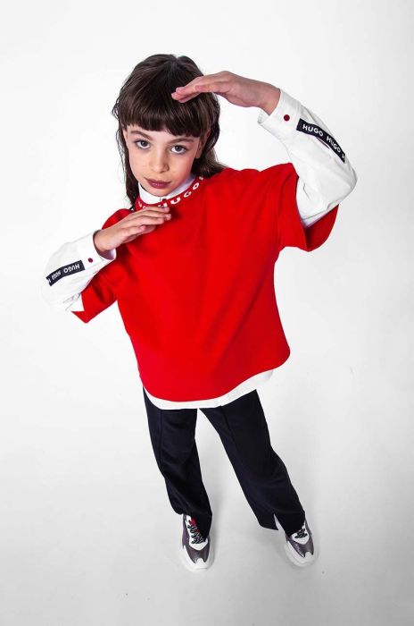 Дитяча футболка HUGO колір бежевий півгольф (3447848) Дитяча футболка HUGO колір бежевий півгольф (3447848)