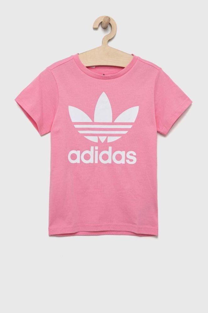 Дитяча бавовняна футболка adidas Originals TREFOIL колір рожевий фото 2