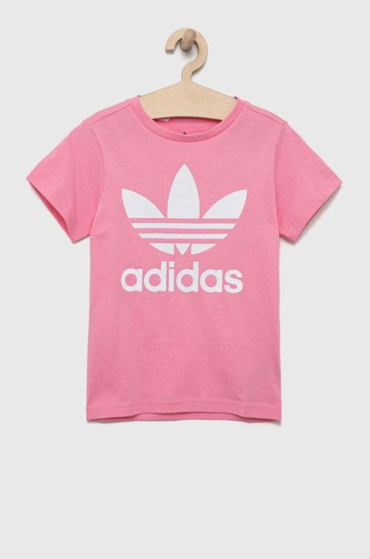 Дитяча бавовняна футболка adidas Originals TREFOIL колір рожевий фото 2
