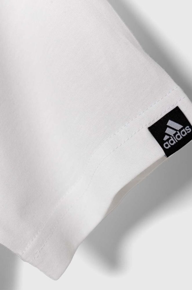 Дитяча бавовняна футболка adidas колір білий (3384320) фото 3