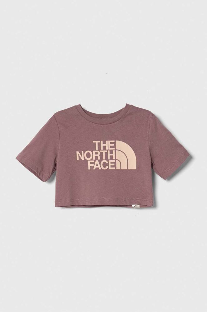 Дитяча бавовняна футболка The North Face G S/S CROP EASY TEE колір рожевий