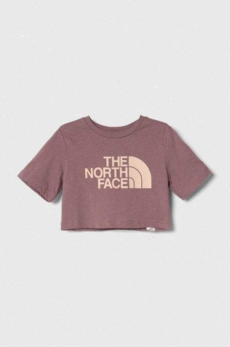 Дитяча бавовняна футболка The North Face G S/S CROP EASY TEE колір рожевий Дитяча бавовняна футболка The North Face G S/S CROP EASY TEE колір рожевий