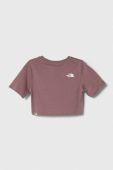 Дитяча бавовняна футболка The North Face G S/S CROP EASY TEE колір рожевий Дитяча бавовняна футболка The North Face G S/S CROP EASY TEE колір рожевий