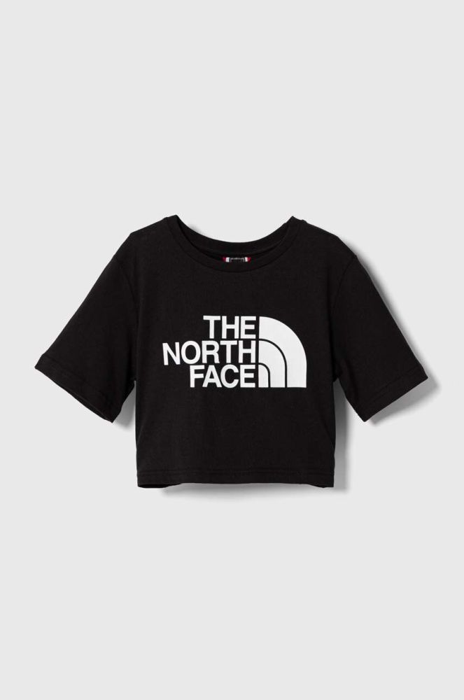 Дитяча бавовняна футболка The North Face G S/S CROP EASY TEE колір чорний