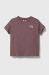 Дитяча бавовняна футболка The North Face G VERTICAL LINE S/S TEE колір коричневий