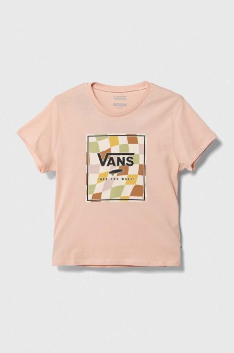 Дитяча бавовняна футболка Vans CHECKER BOX CREW VN000795BQL1 колір помаранчевий