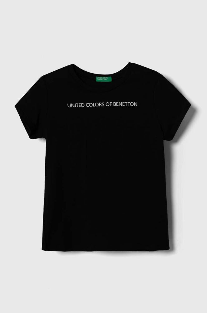 Дитяча бавовняна футболка United Colors of Benetton колір чорний (3391669)