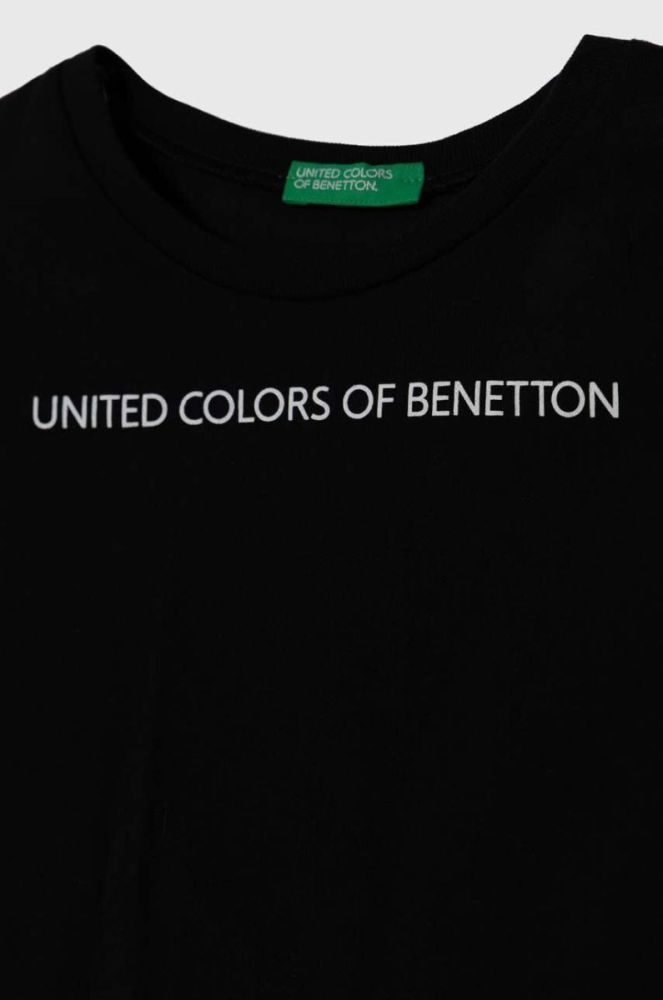 Дитяча бавовняна футболка United Colors of Benetton колір чорний (3391669) фото 3