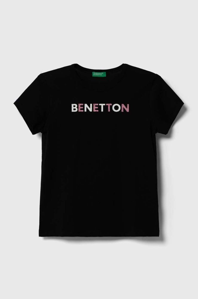 Дитяча бавовняна футболка United Colors of Benetton колір чорний (3388891)