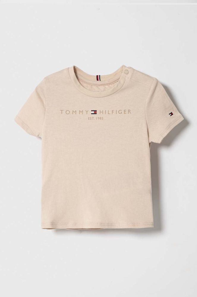 Дитяча бавовняна футболка Tommy Hilfiger колір бежевий (3451834)