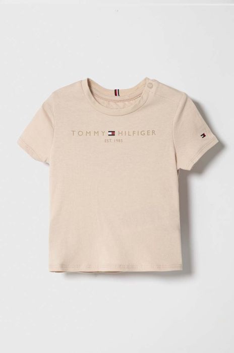 Дитяча бавовняна футболка Tommy Hilfiger колір бежевий (3451834) Дитяча бавовняна футболка Tommy Hilfiger колір бежевий (3451834)