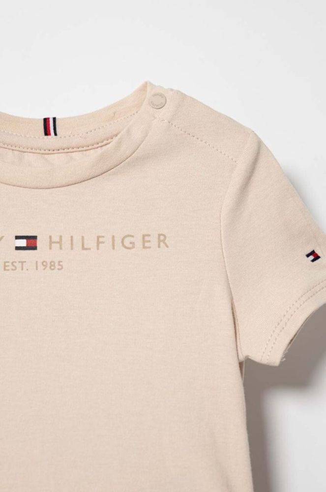 Дитяча бавовняна футболка Tommy Hilfiger колір бежевий (3451834) фото 3