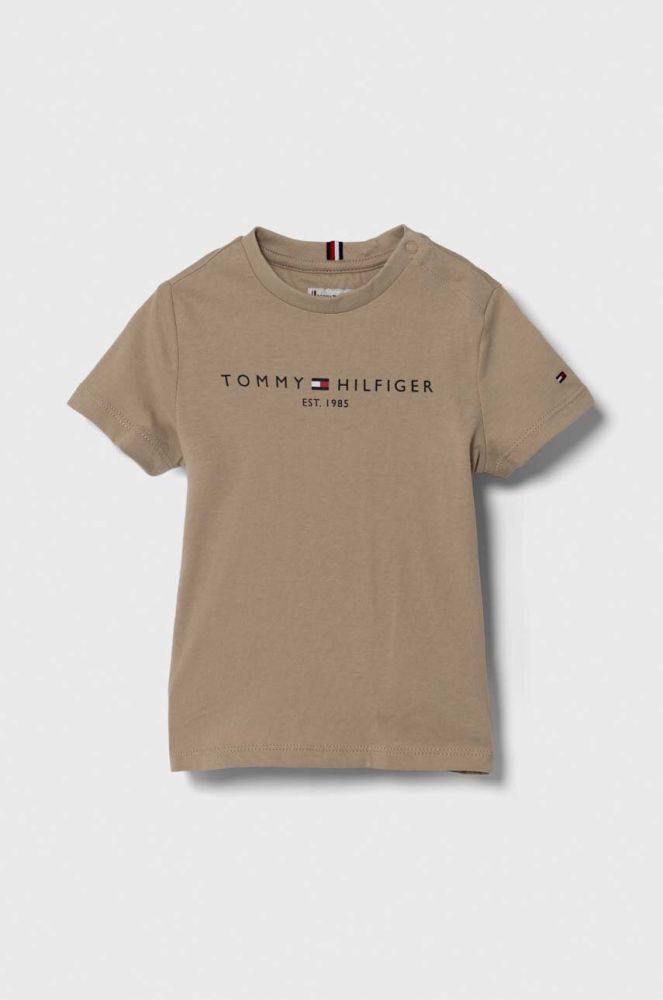 Дитяча бавовняна футболка Tommy Hilfiger колір коричневий (3451853)