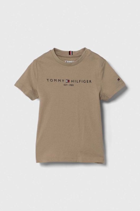 Дитяча бавовняна футболка Tommy Hilfiger колір коричневий (3451853)