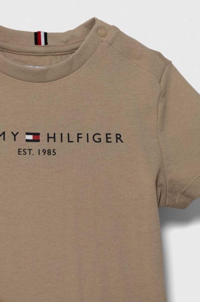 Дитяча бавовняна футболка Tommy Hilfiger колір коричневий (3451853) фото 3