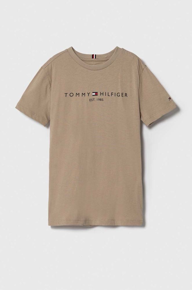 Дитяча бавовняна футболка Tommy Hilfiger колір коричневий (3451876)