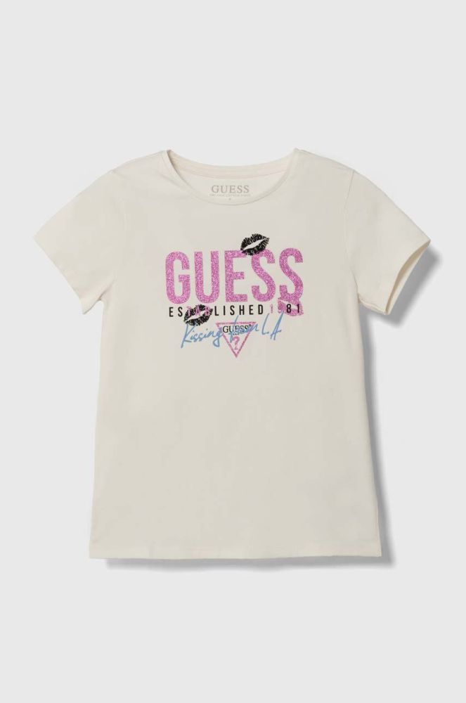 Дитяча футболка Guess колір бежевий (3529759)