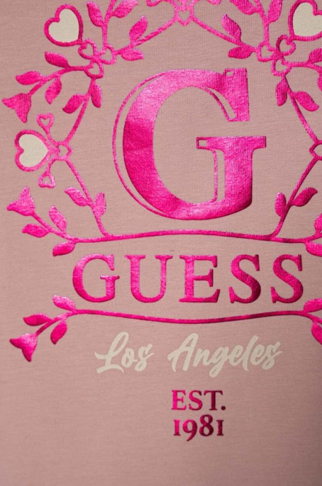 Дитяча бавовняна футболка Guess колір рожевий (3524824) фото 3