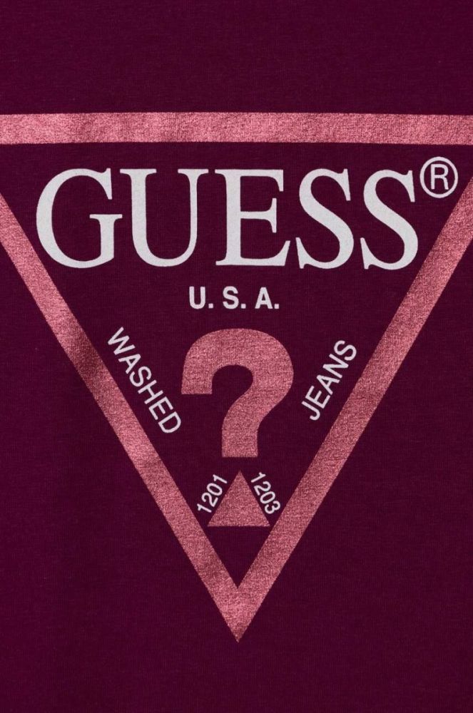 Дитяча футболка Guess колір бордовий фото 3