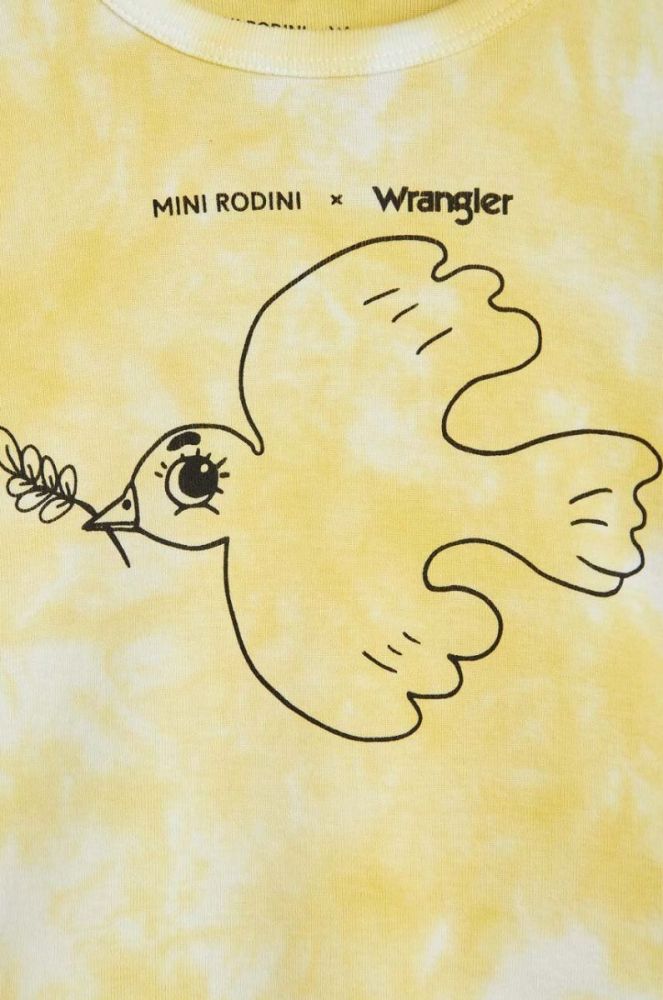 Дитяча бавовняна футболка Mini Rodini Mini Rodini x Wrangler колір жовтий візерунок фото 4