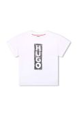 Дитяча бавовняна футболка HUGO колір білий з принтом (3405144)