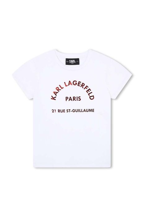 Дитяча бавовняна футболка Karl Lagerfeld колір білий з принтом (3451929)