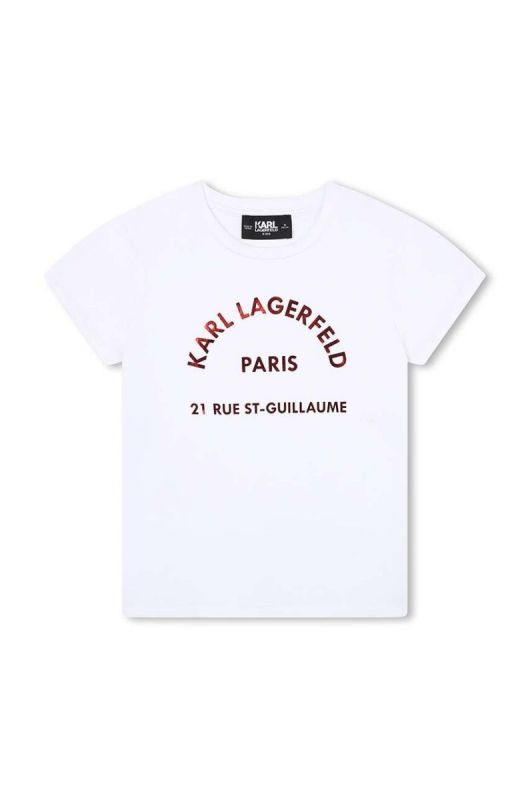 Дитяча бавовняна футболка Karl Lagerfeld колір білий з принтом (3451929)