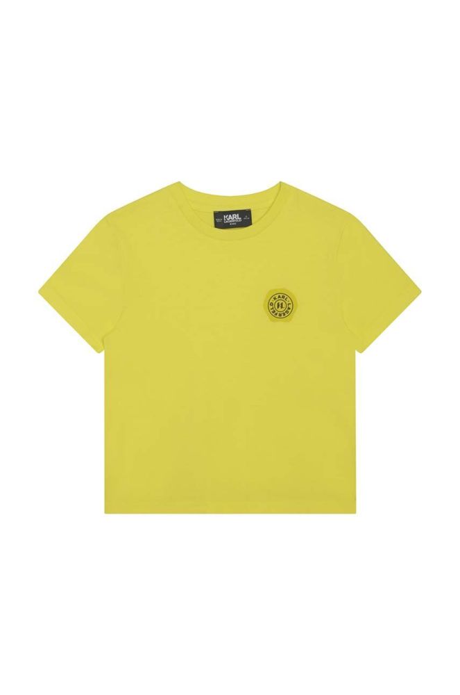Дитяча бавовняна футболка Karl Lagerfeld колір жовтий з принтом (3412103)