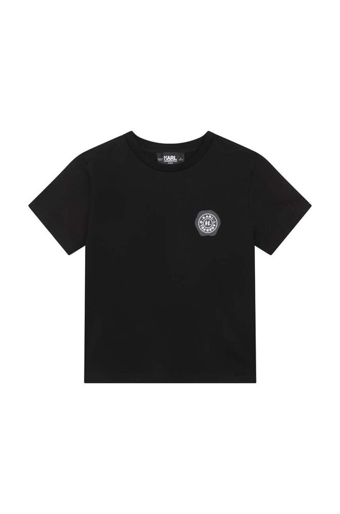 Дитяча бавовняна футболка Karl Lagerfeld колір чорний з принтом (3412106)