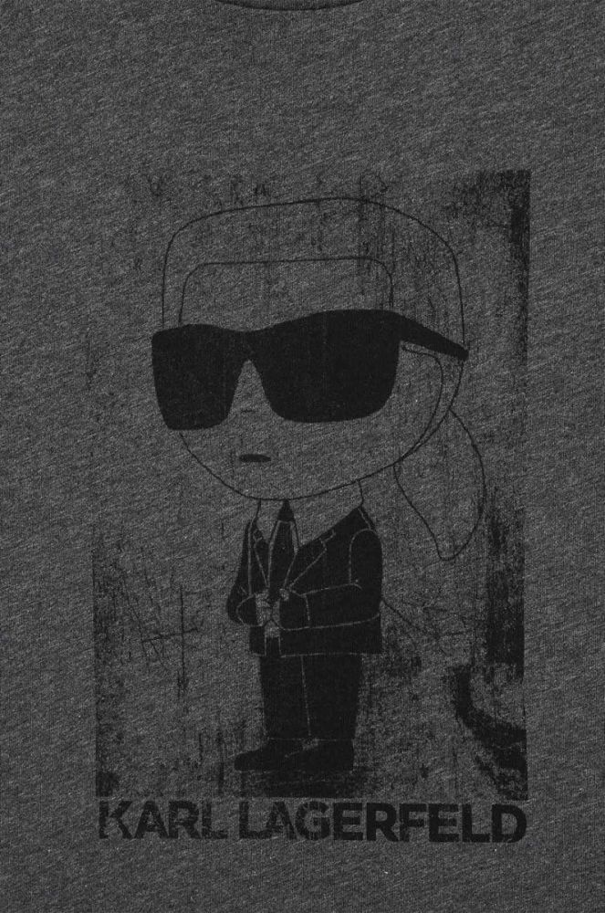 Дитяча бавовняна футболка Karl Lagerfeld колір сірий з принтом (3451946) фото 3