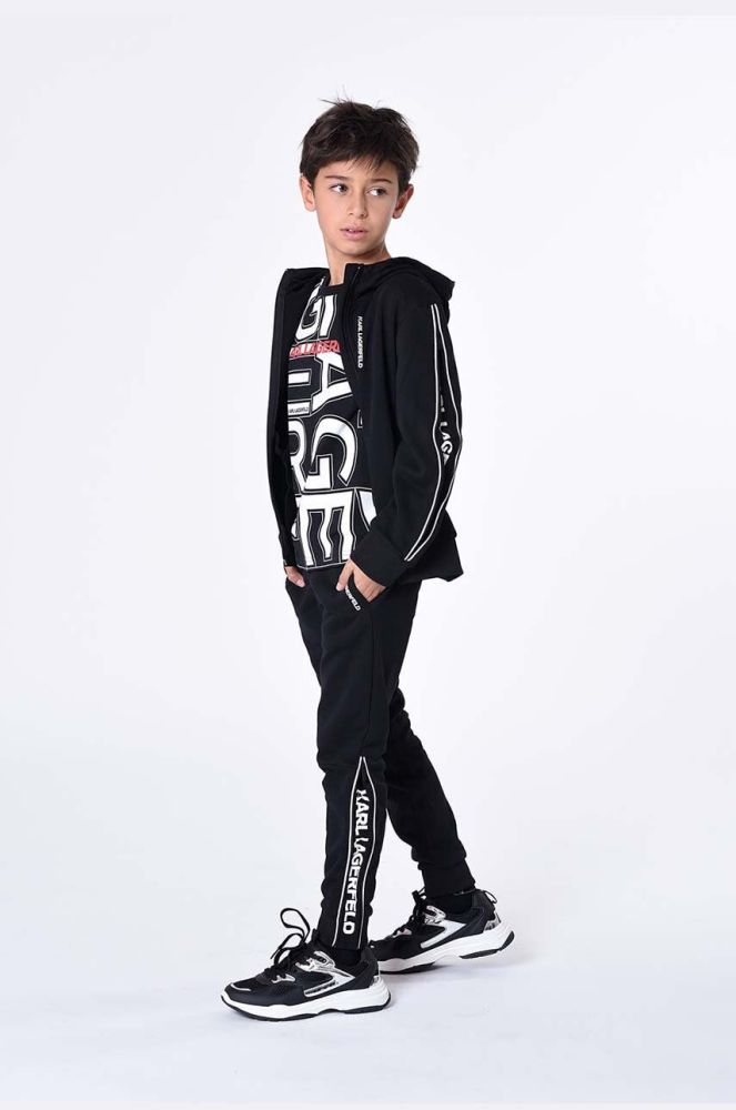 Дитяча бавовняна футболка Karl Lagerfeld колір чорний візерунок (3451958)