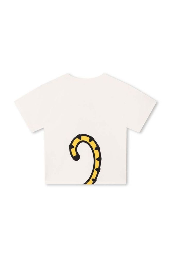 Дитяча бавовняна футболка Kenzo Kids колір бежевий з принтом (3405050) фото 2