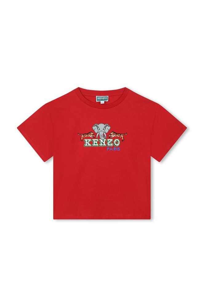 Дитяча бавовняна футболка Kenzo Kids колір червоний з принтом (3405053)