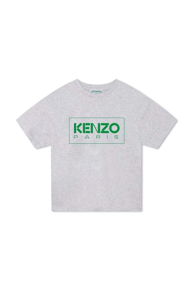 Дитяча бавовняна футболка Kenzo Kids колір сірий з принтом (3426499)